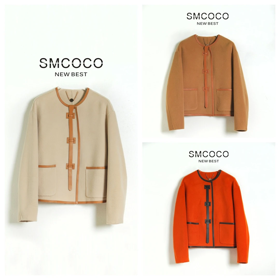 【重磅新款】纯色通勤休闲秋季时尚百搭宽松羊毛大衣外套99SM-991