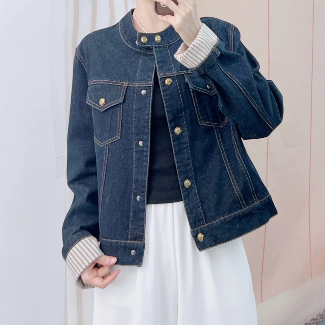 096短款牛仔短款开扣长袖外套1096/ELY