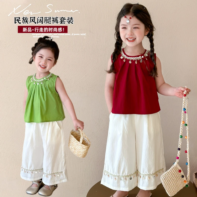 女童夏季背心套装2025新款儿童波西米亚度假风时髦洋气休闲两件套