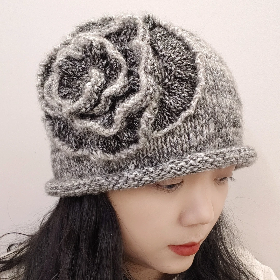 棒针富贵牡丹帽用线材料（不是织好的帽子，有教程工具）