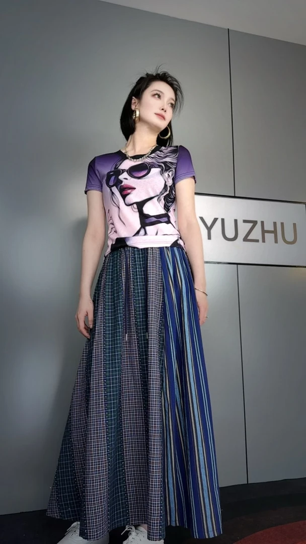 YUZHU丨拓谷苏格兰复古风半身裙X50617