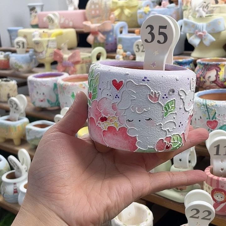 35…..手工手绘花盆