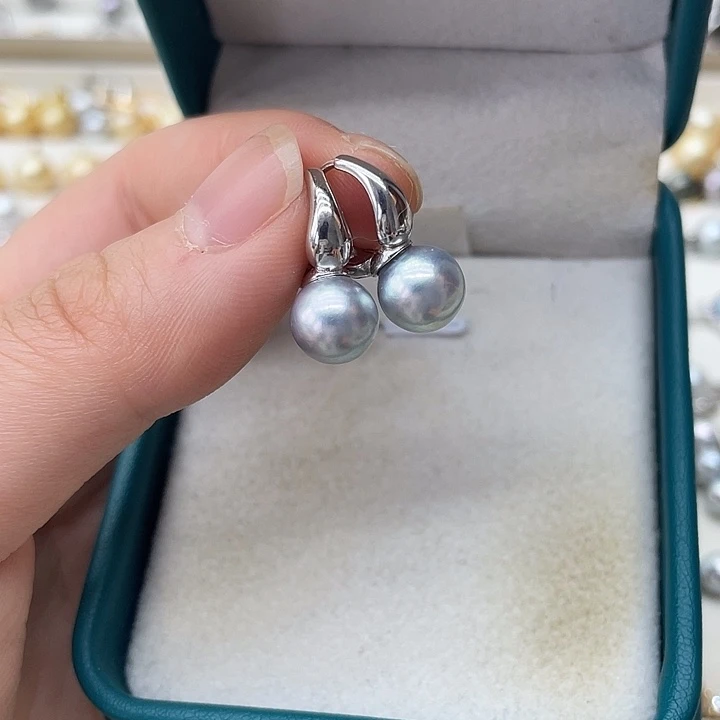 银S925镶嵌海水珍珠耳饰