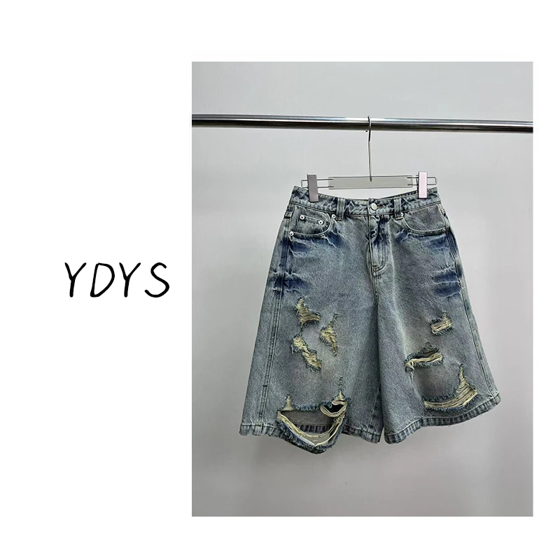 【YDYS】25Y00049 2025新款时尚气质小众牛仔短裤破洞