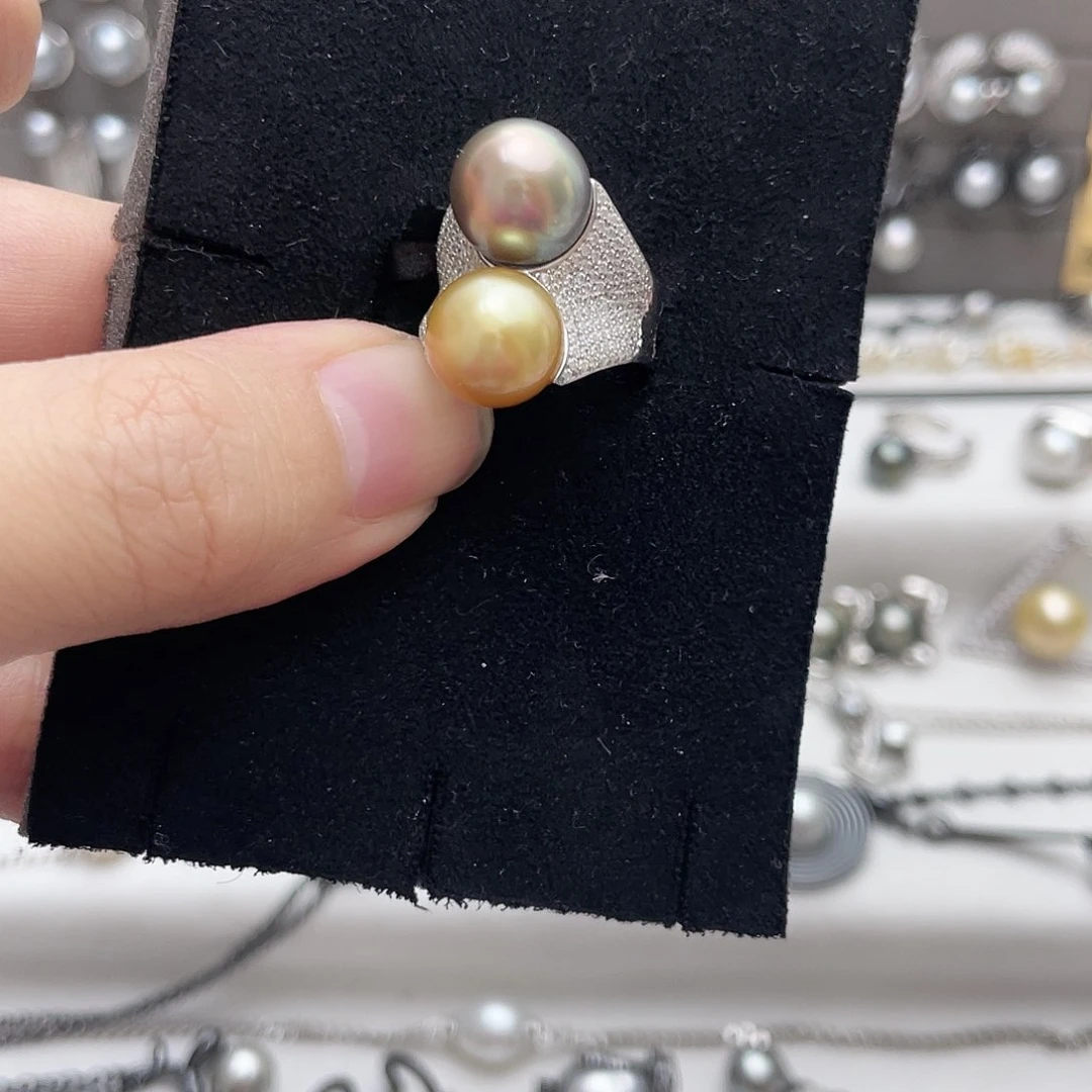 海水珍珠戒圈银S925镶嵌