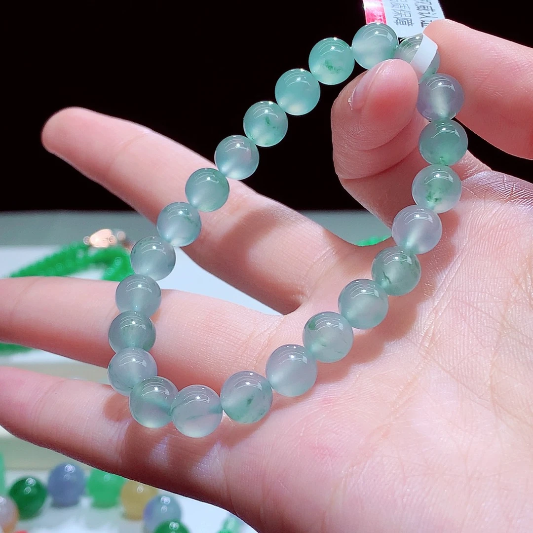 未镶嵌手链翡翠意境感飘花卡8mm