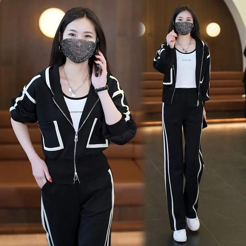 高含棉宽松休闲洋气质韩版套装女2025年秋季新款显瘦运动服两件套