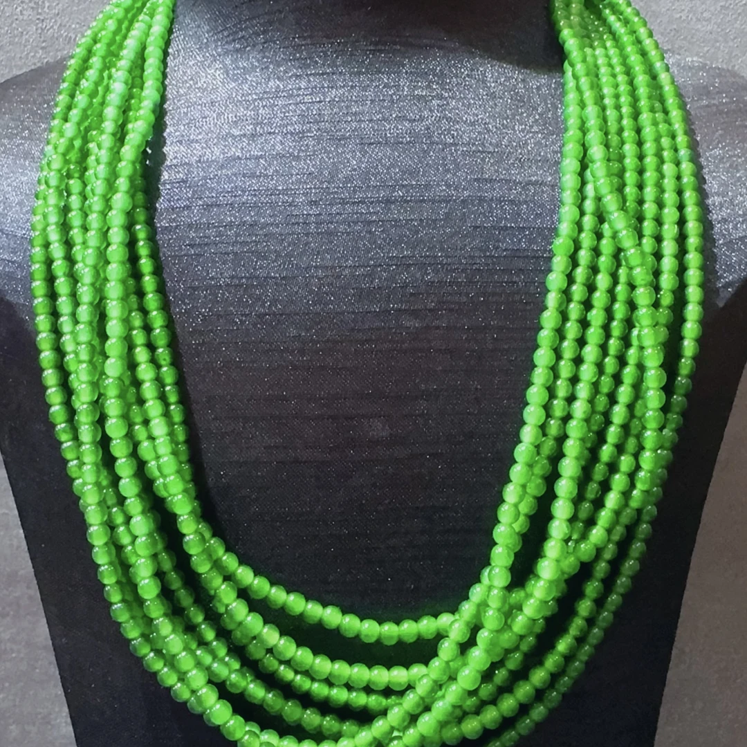 天然A货翡翠阳绿珠串YD0980025/发其一