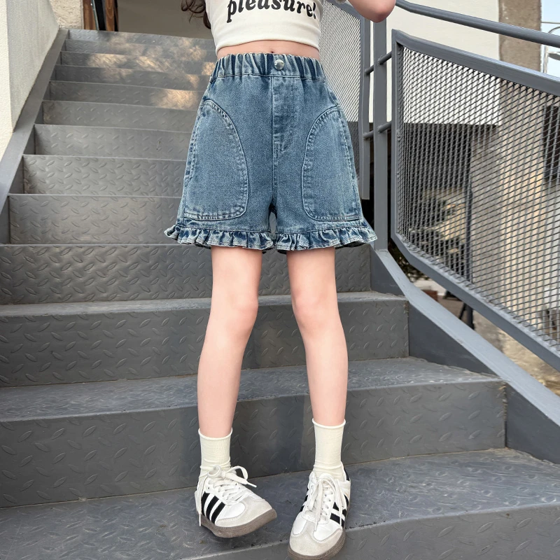 女童夏季短裤2025新款洋气时尚荷叶边休闲裤6-12岁中大童夏款裤子