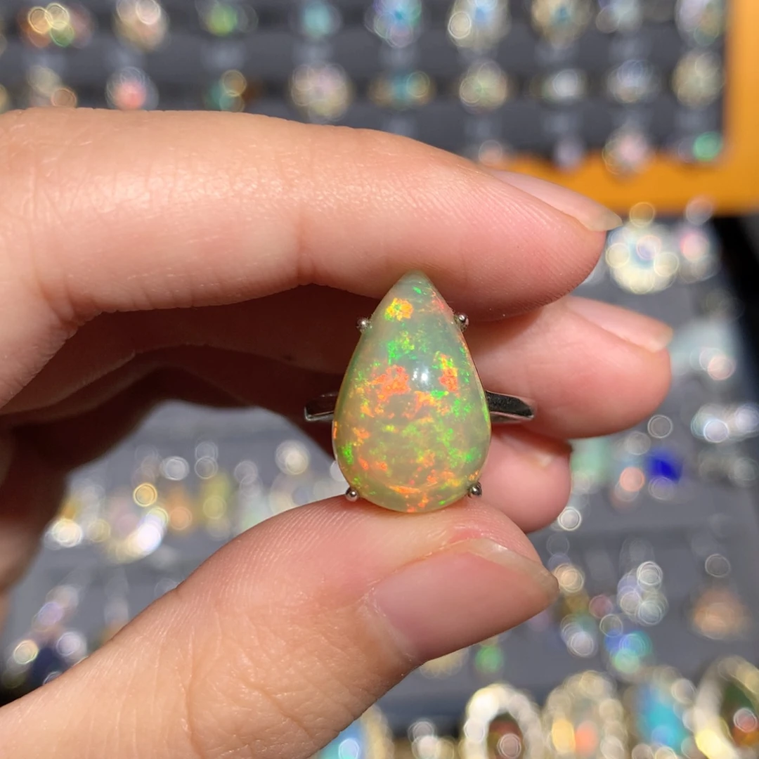 银S925镶嵌欧泊欧泊戒指y