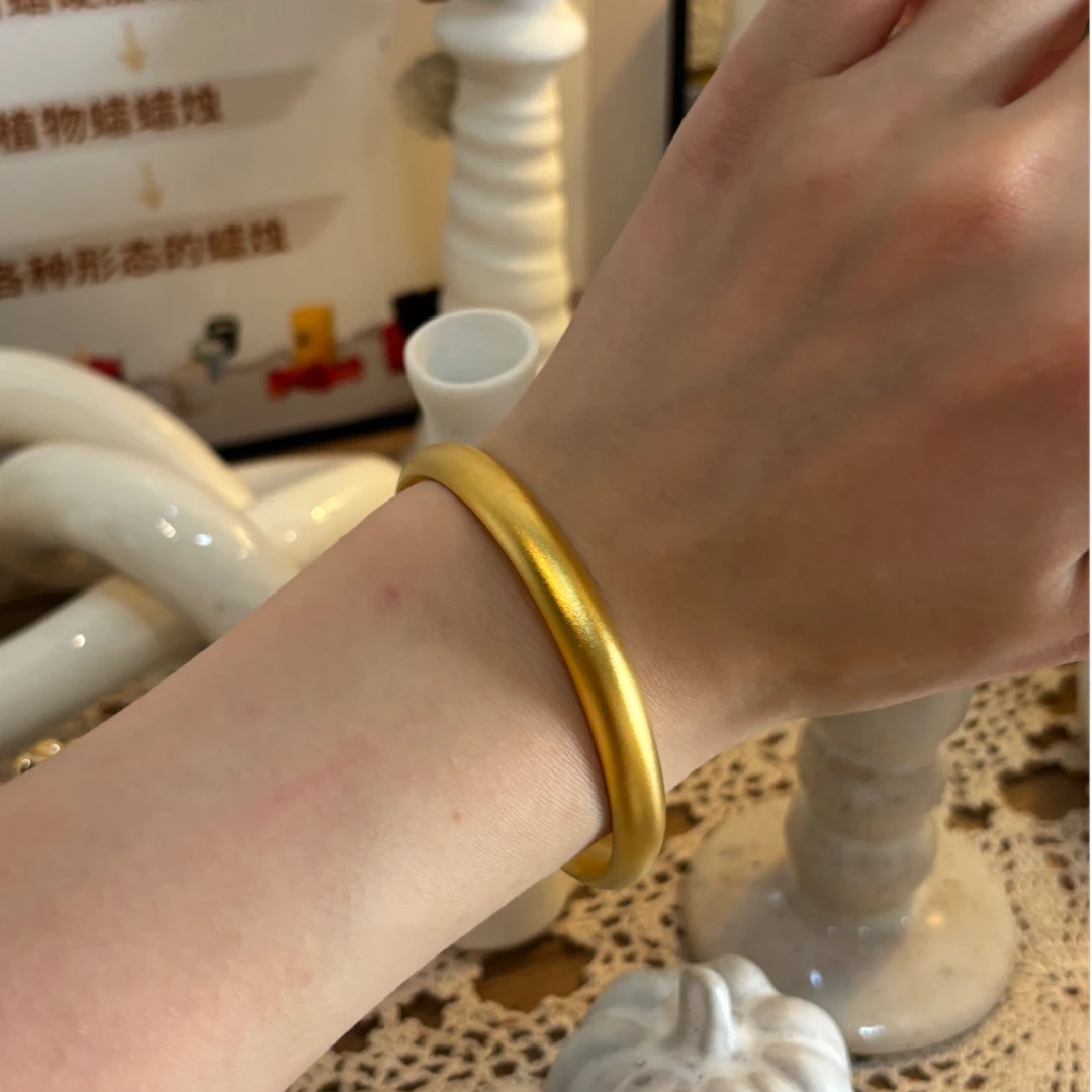足银手镯 古法泥鳅背手镯古法磨砂百搭卡8mm素圈细砂工艺