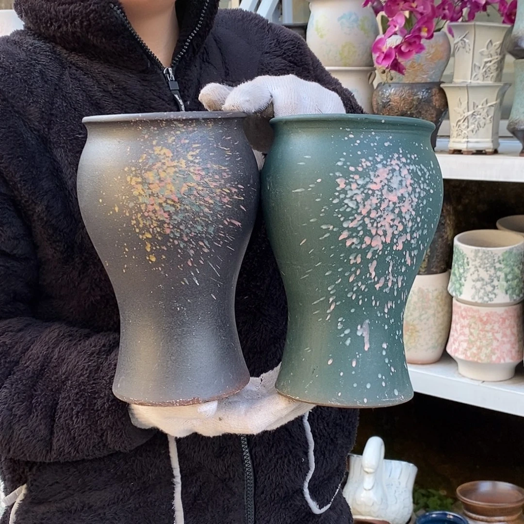 紫砂花盆口14高24福利俩个