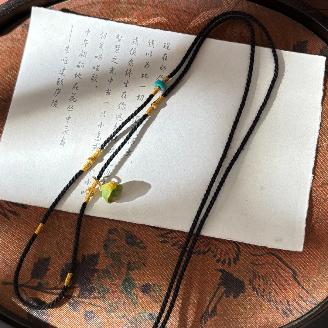 链子925银布 B39 绀羽坠 【金菀菀】银S925松松莲蓬手编项链万能链