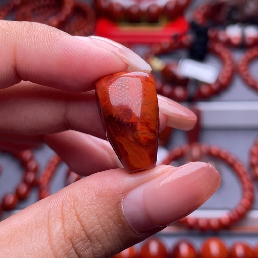 未镶嵌其他南红玛瑙原矿）12.5mm瓦西玫红妖火虎皮三通