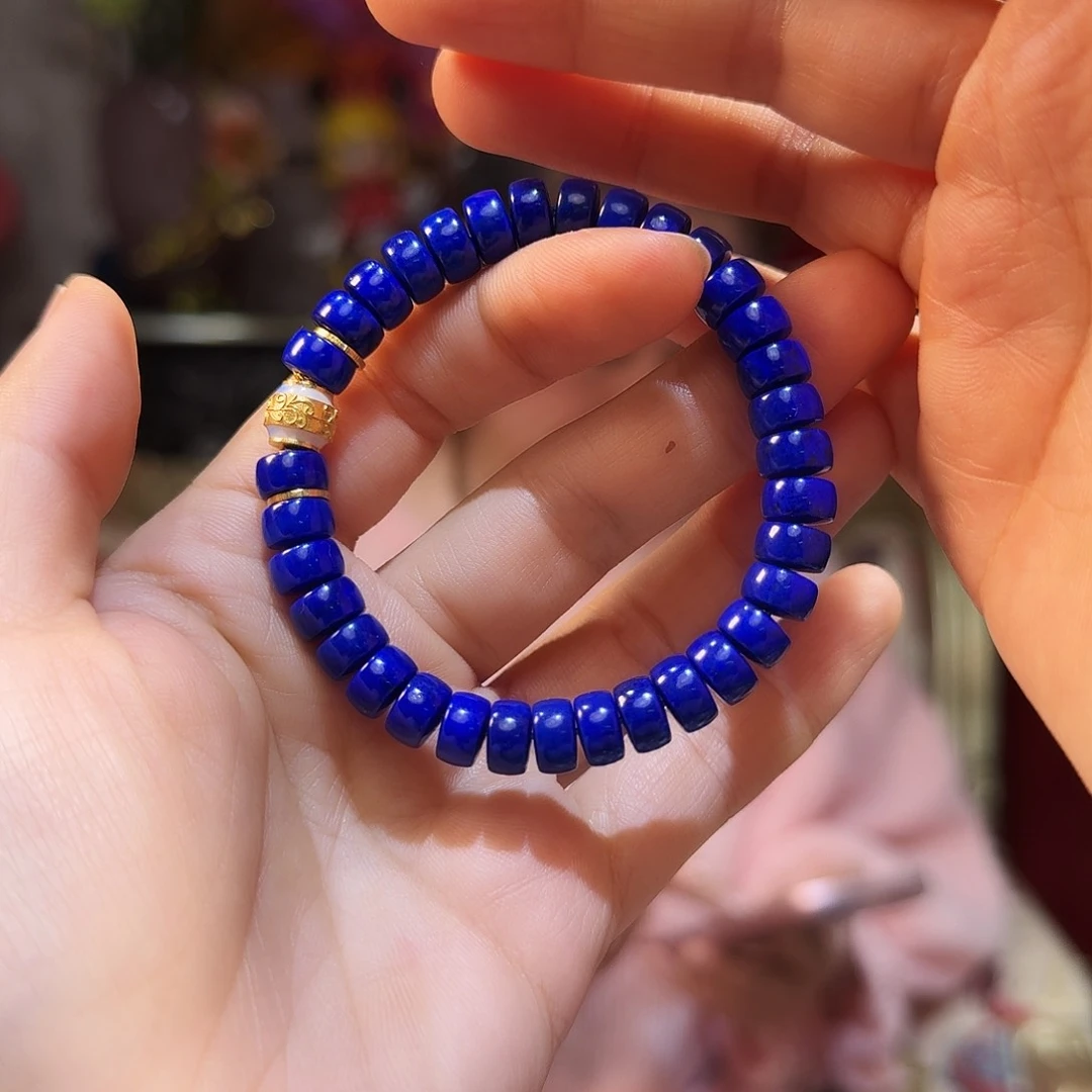 青金石手串18K金镶嵌手串