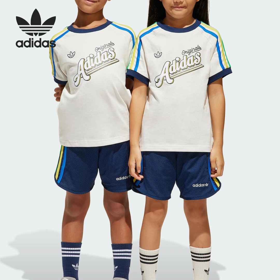Adidas/阿迪达斯三叶草小童运动针织宽松户外套装JC5883