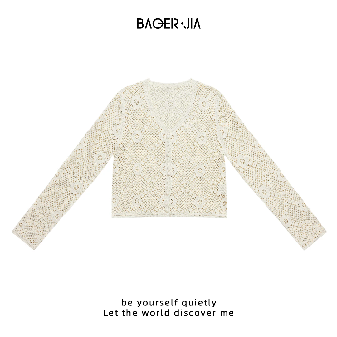 26-【浪漫满屋】宝儿家含幂BV7952103NS春季穿搭多巴胺彩色钩织开衫