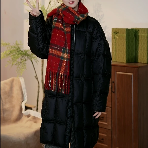 【开心】中长款外套女冬季2024年无领面包服圆领设计感泡芙大码棉服