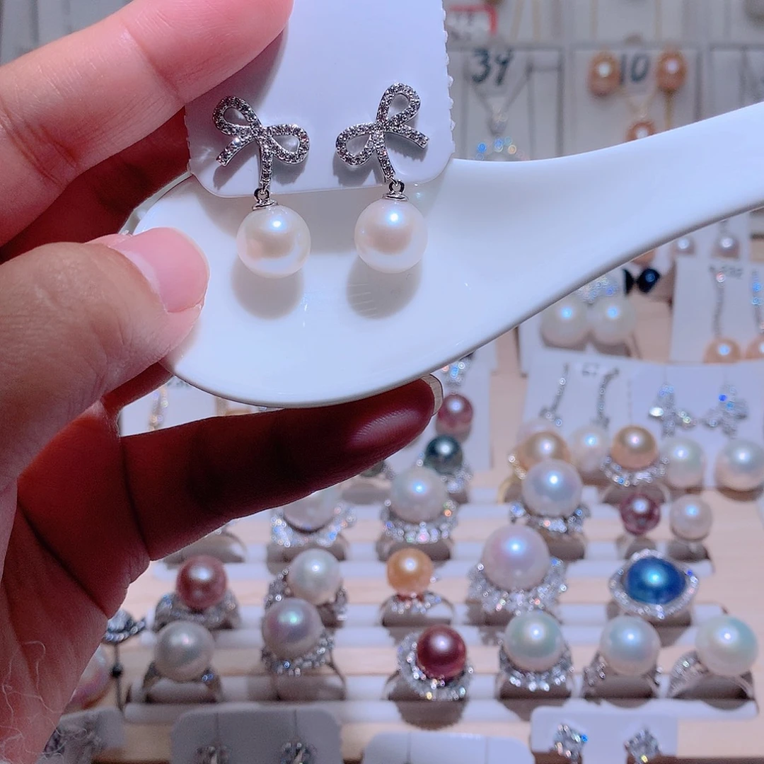 耳饰银S925镶嵌淡水珍珠CC11.2mm