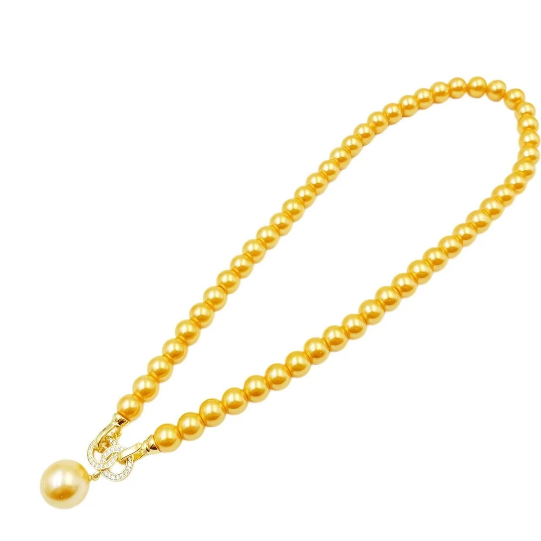 高档珠宝贵气设计款黄贝珠晚宴项链Y1973-赠包装合金