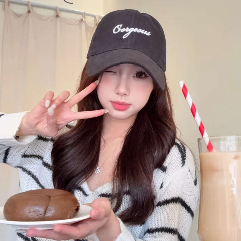 2025新款韩版百搭棒球帽大头围显脸小休闲百度鸭舌帽情侣出游防晒