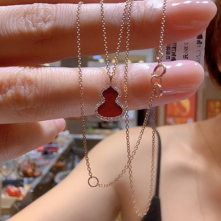 项链钻石18K金镶嵌葫芦