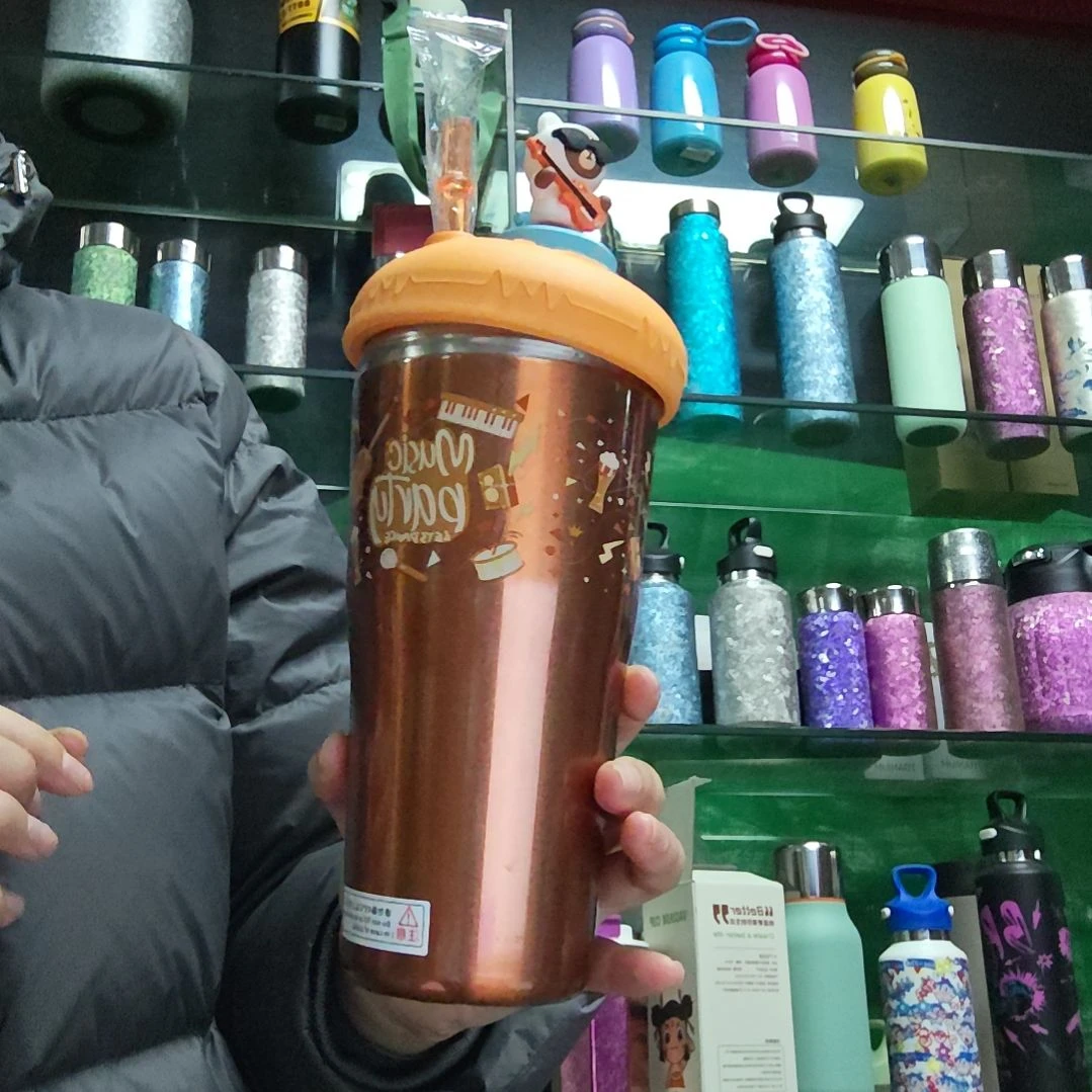 304不锈钢吉他小熊吸管保温杯