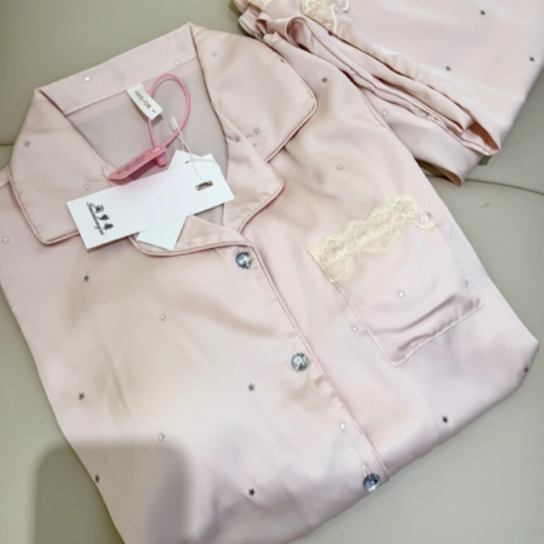 粉色满天星～轻奢•专柜版【冰雪丝】｛3件套｝女款睡衣8090