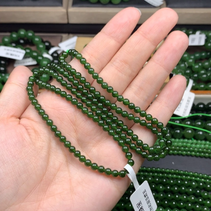 【闪购商品】颈饰未镶嵌和田玉（碧玉）4m菠菜绿无黑