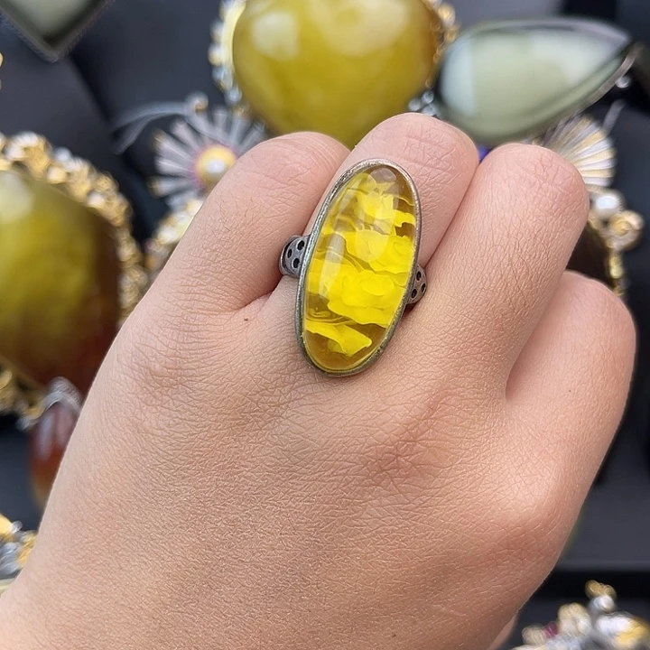 琥珀银S925镶嵌裸石