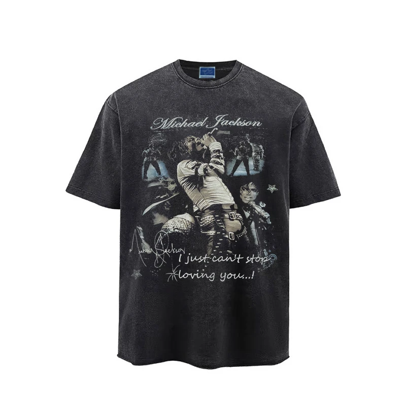 Young Guns迈克尔杰克逊Michael复古水洗做旧短袖美式高街宽松T恤