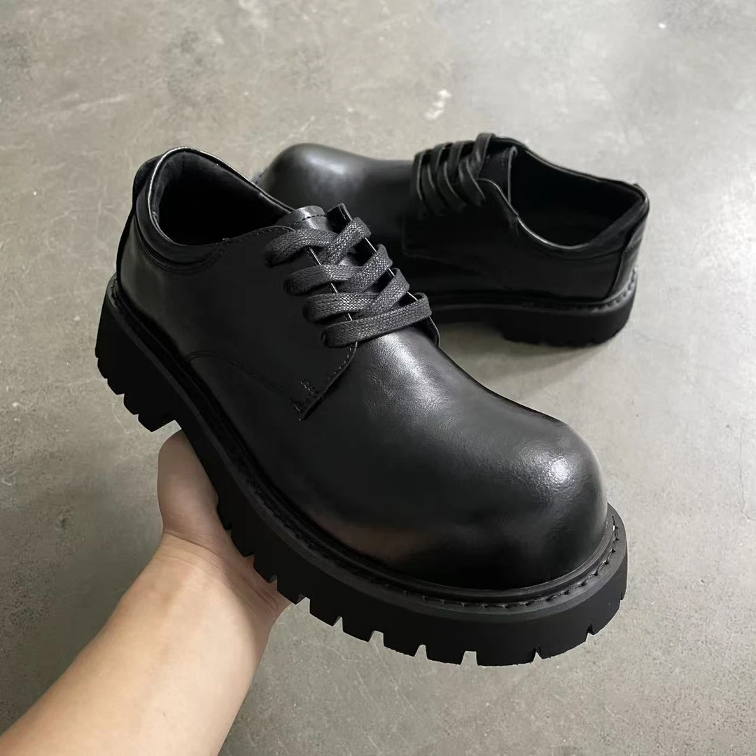 2025秋款厚底增高英伦风德比鞋圆头休闲皮鞋大头德比男鞋通勤1119