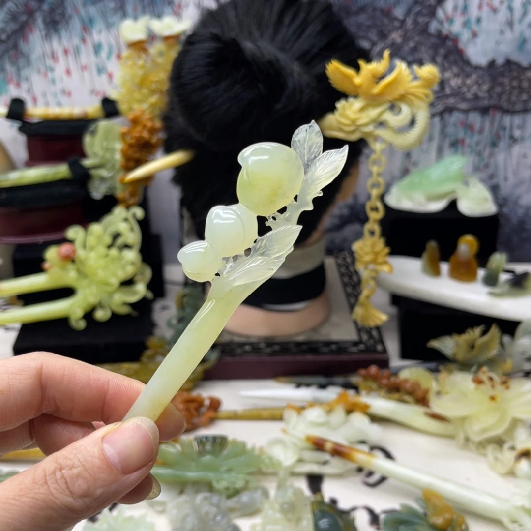 【闪购商品】蛇纹石玉发饰合金