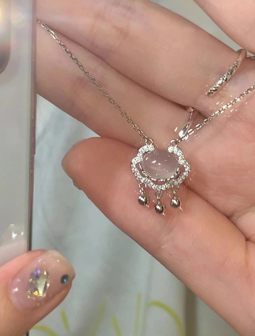 铜合金项链 铜合金幸运草项链A1811新中式清冷感平安锁项链锁骨链