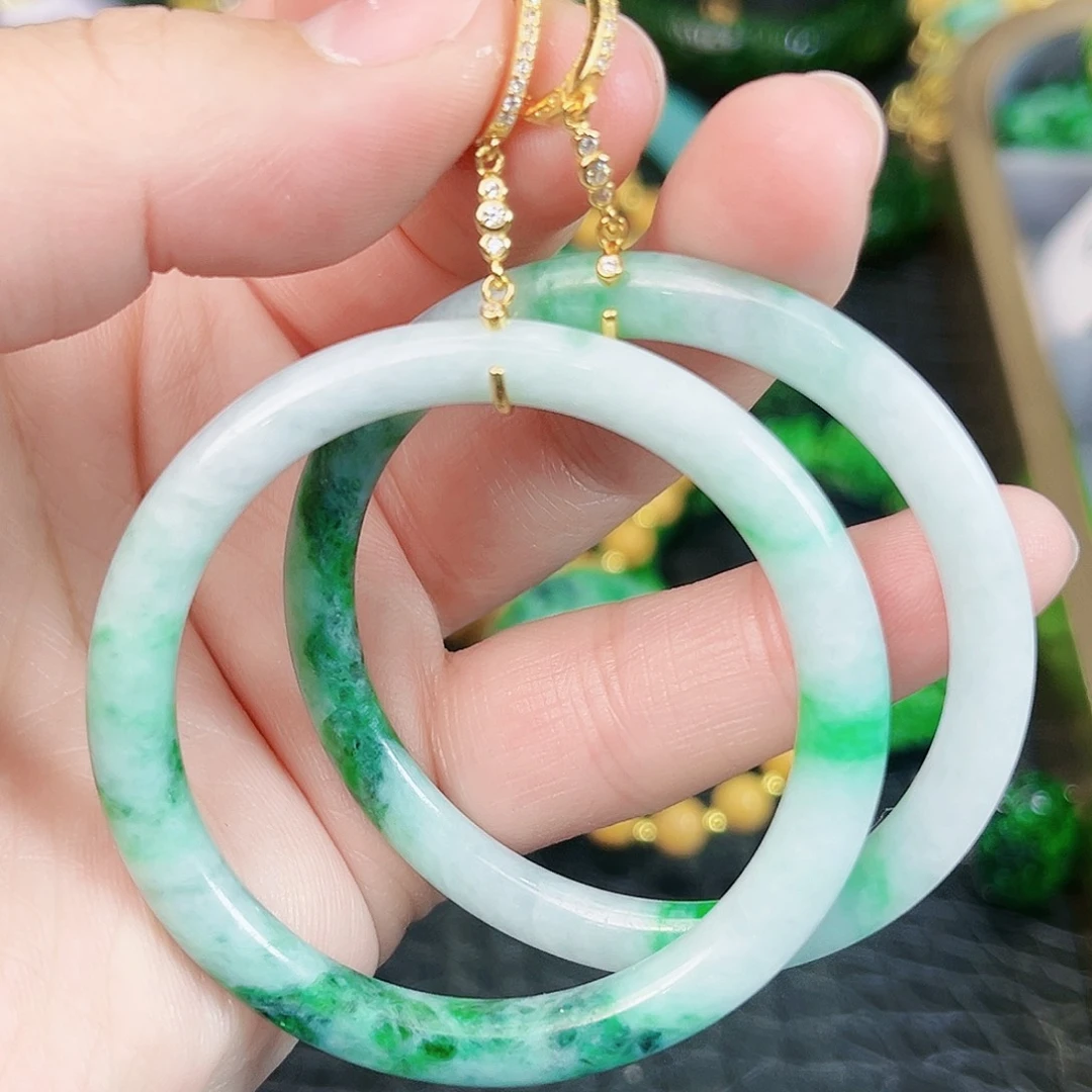 翡翠耳饰银S925镶嵌耳饰