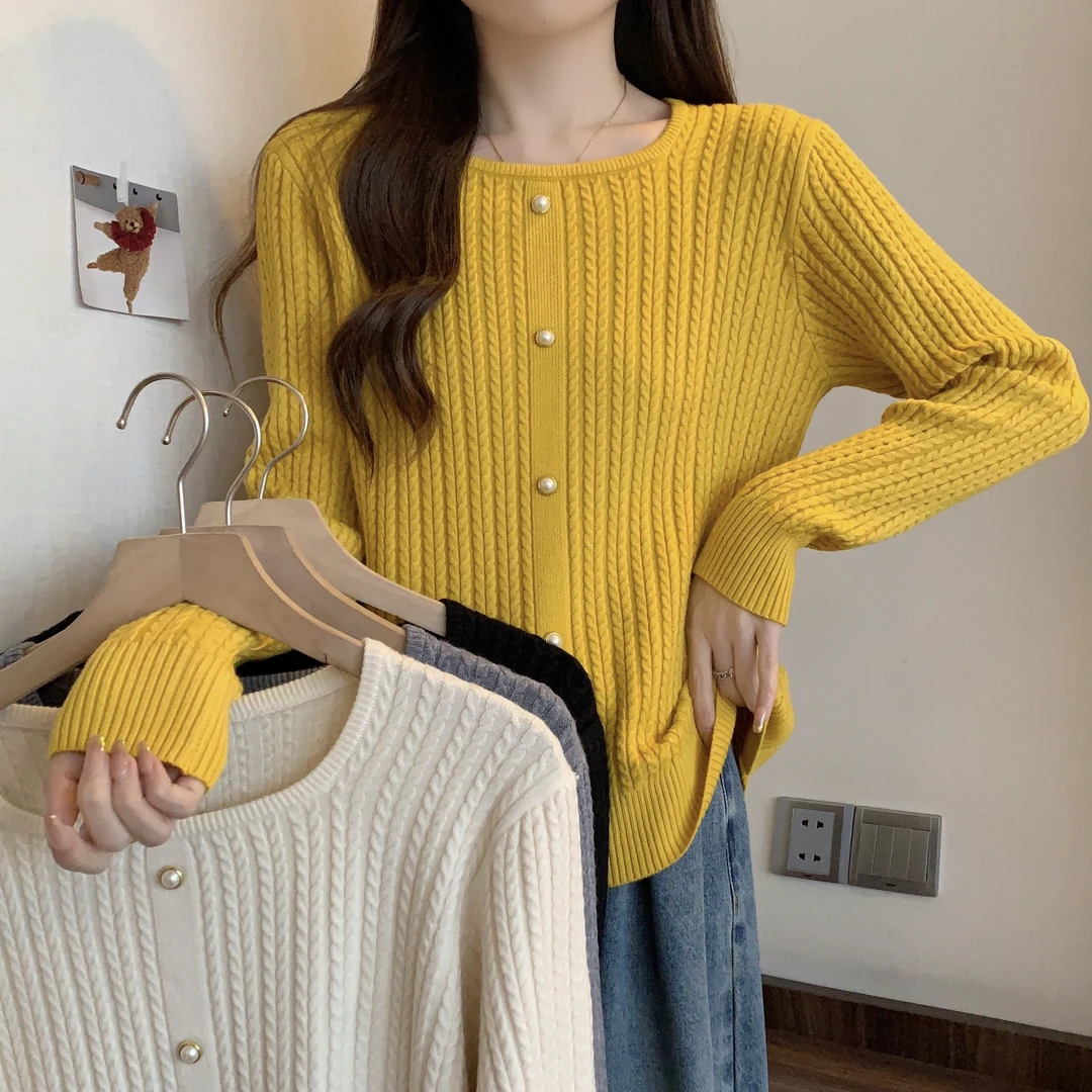 8127大码女装2025秋装新款宽松百搭针织衫上衣胖mm洋气毛衣打底衫