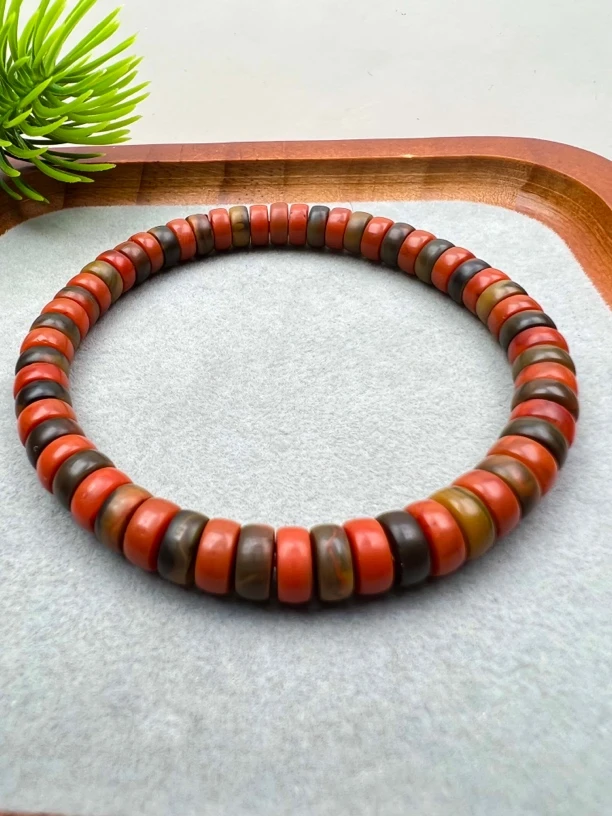 【家喻珠宝】Y32南红大山包包浆哑光精工药片手串6-8mm尺寸可选