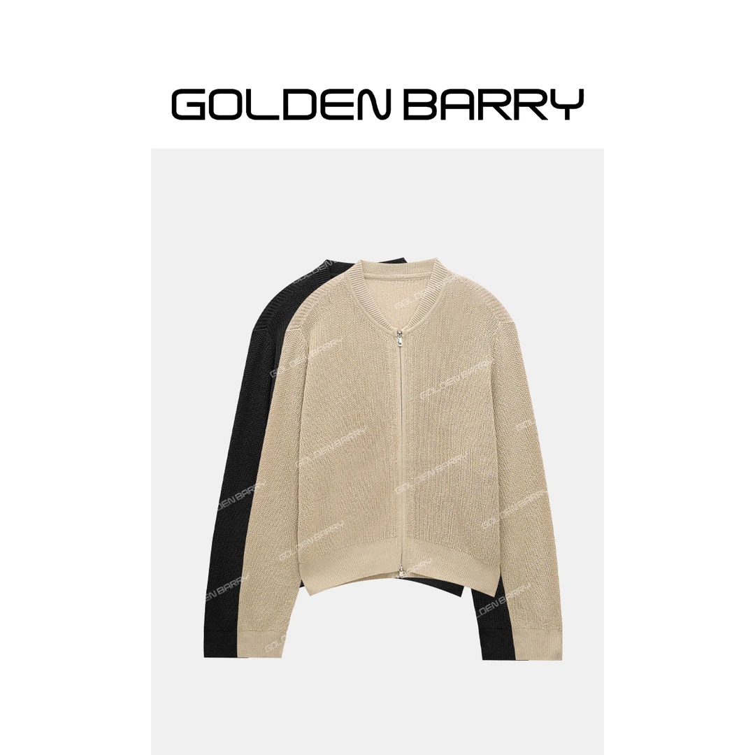 GOLDENBARRY|242285“高尔夫庄园”简约拉链圆领针织开衫