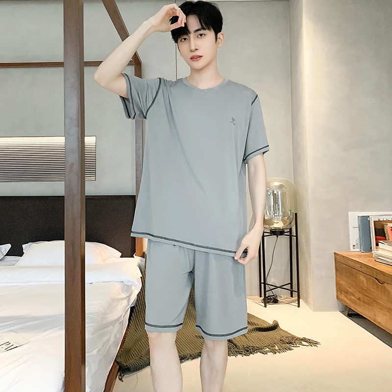 莫代尔睡衣男士夏季冰丝感套装2025新款休闲大码可外穿凉感家居服