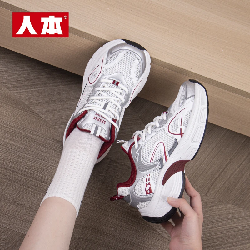 人本女款运动鞋2025新款春季小众时尚四季百搭学生运动休闲跑鞋