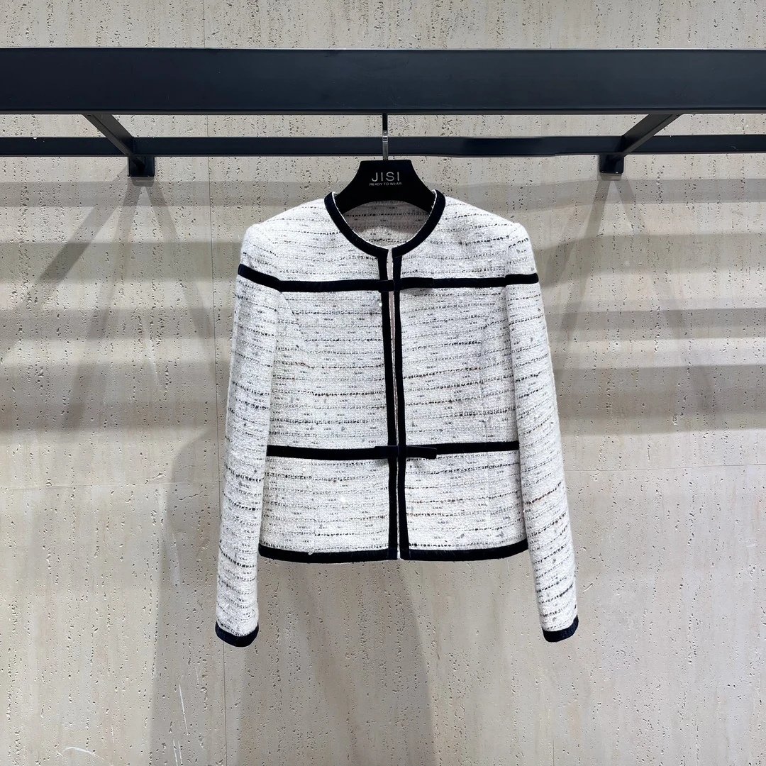 JISI S+亮片拼色软花呢短款外套-W24469