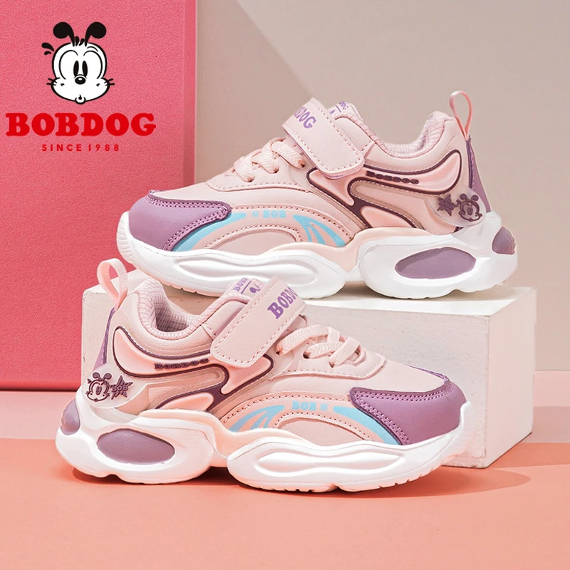 巴布豆童鞋女童2025新款春季儿童软底运动鞋中大童网面透气老爹鞋