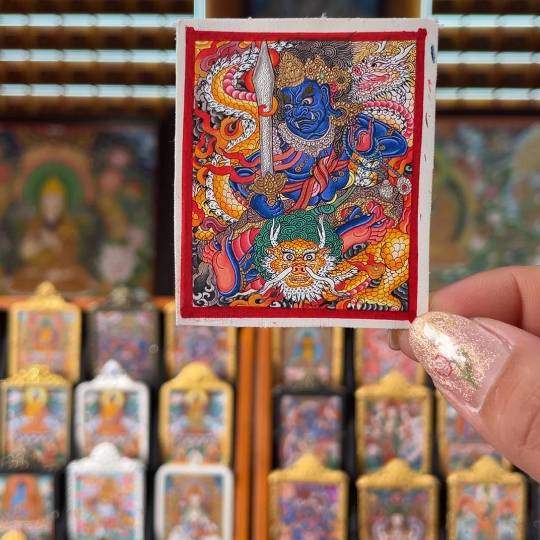 吊坠热贡纯手绘唐卡不动
