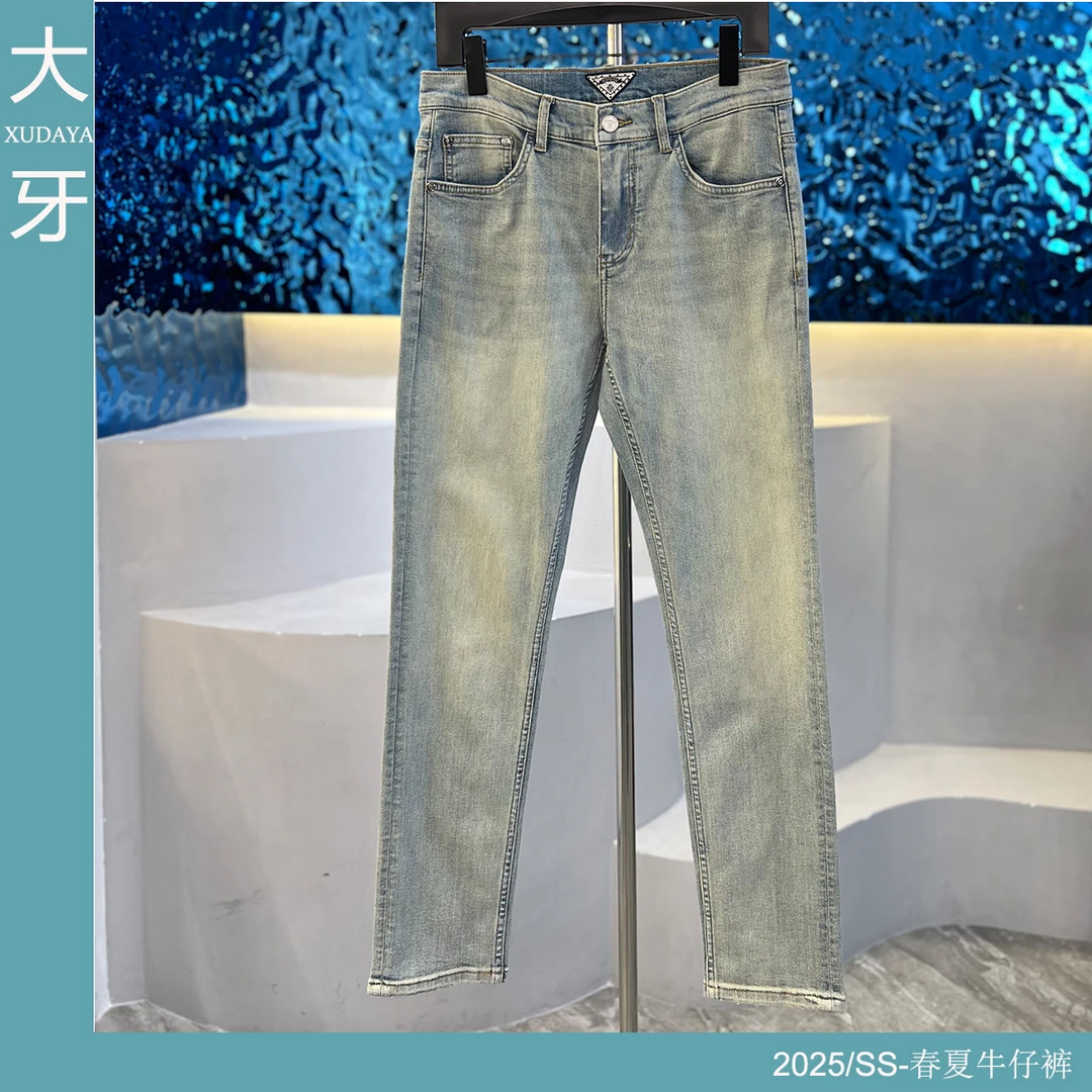 【大牙】三角尼罗蓝牛仔裤男2025春夏男时尚轻奢百搭弹力修身小直筒