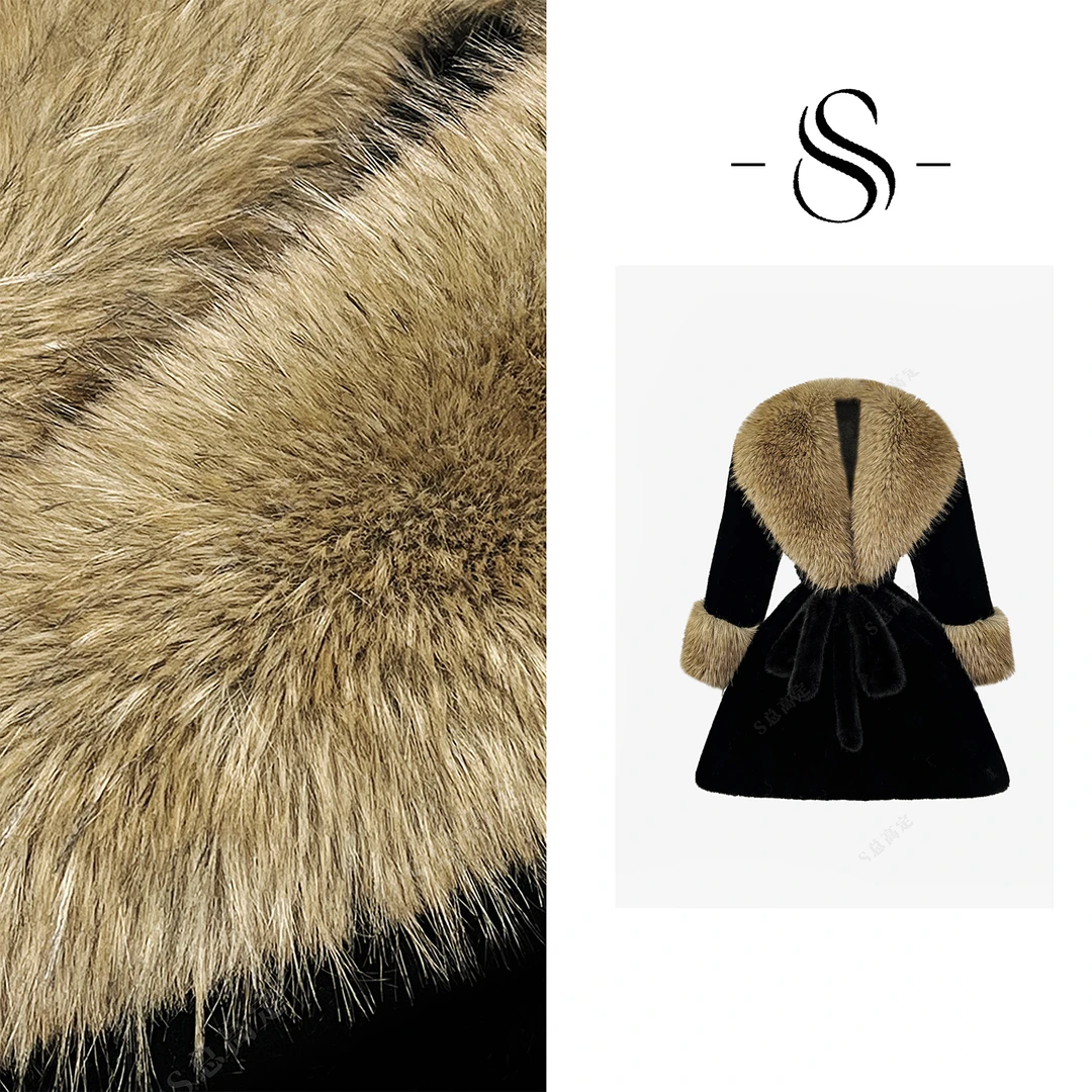 【莎总专属】冬季新款高级黑金毛领加绒加厚束腰显瘦短外套女D0255