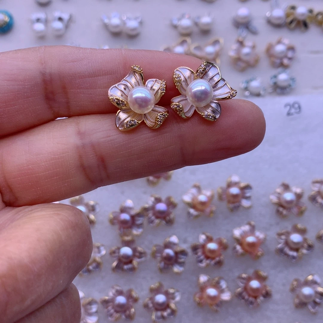 淡水珍珠耳饰合金