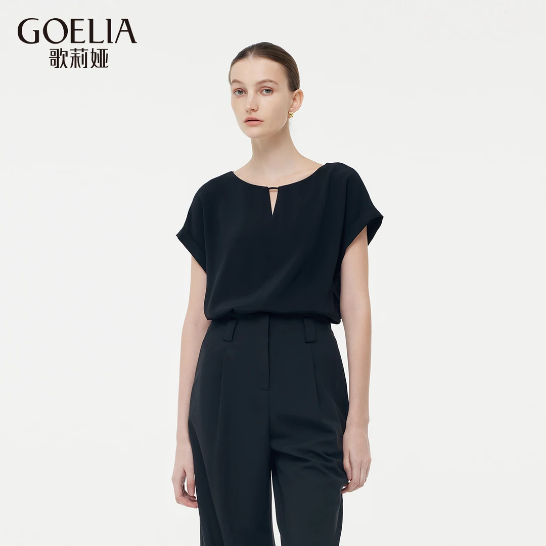 【商场同款新品】歌莉娅欧若风夏季新品三醋酸短袖上衣1E4L3I110