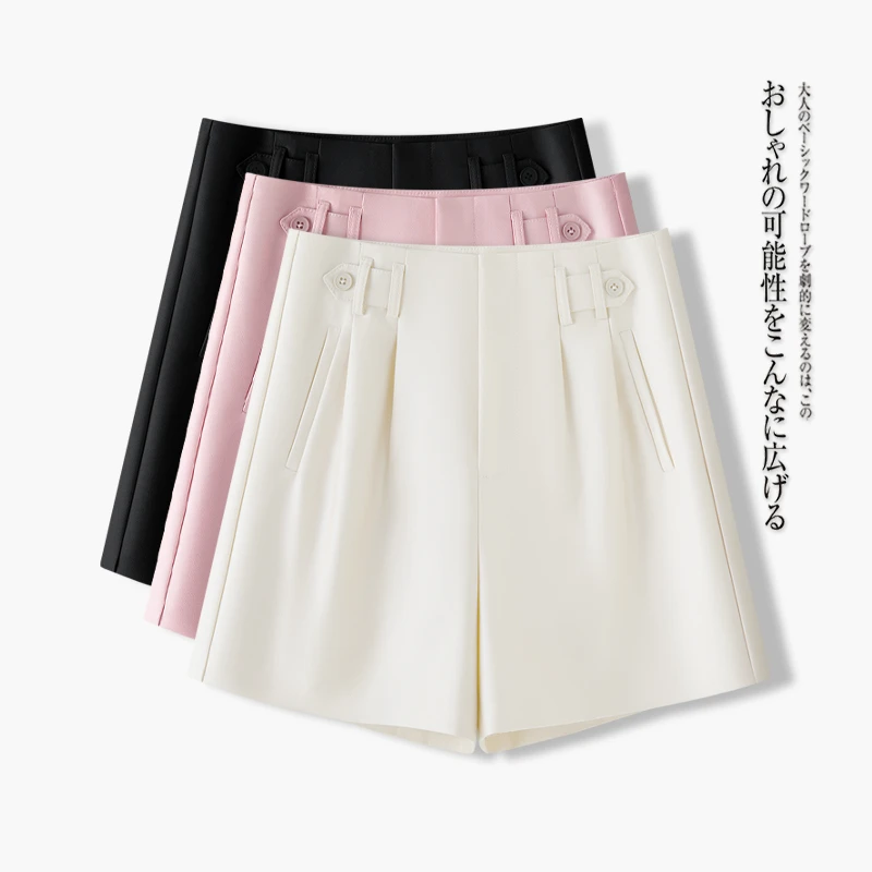 显瘦白色西装短裤女2025新款夏季薄款百搭高腰a字宽松外穿阔腿裤