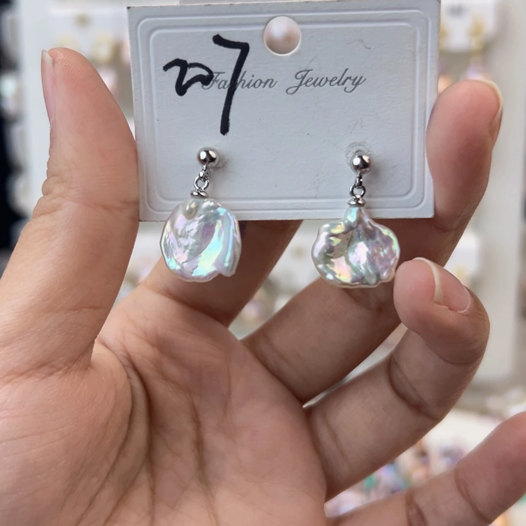 淡水珍珠耳饰银S925镶嵌