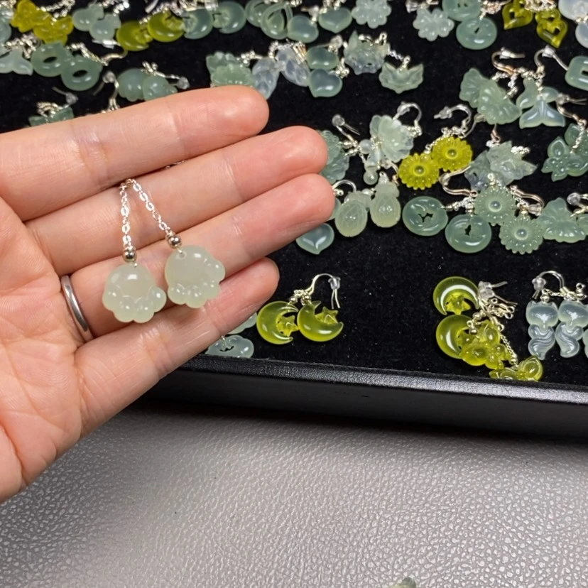 【闪购商品】蛇纹石玉未镶嵌挂件耳饰耳环项链地*